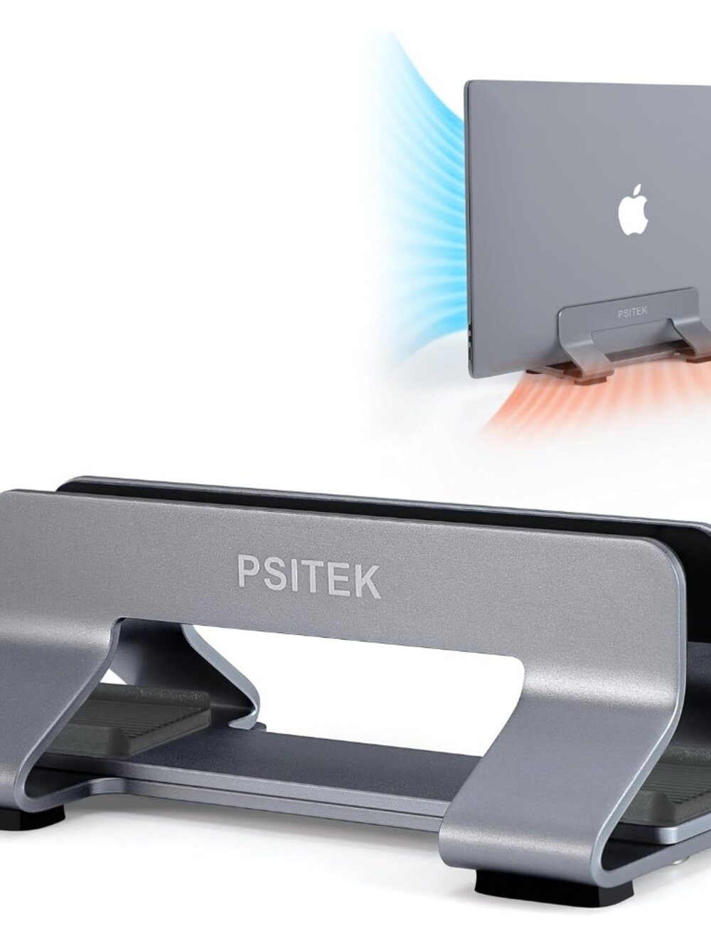 Aluminum Vertical Laptop Stand Dock Holder, Adjustable Slot Width 12-42mm, Space